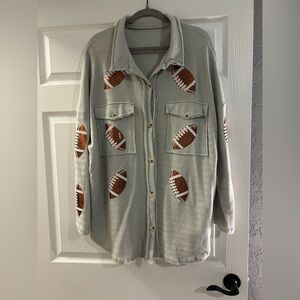 Football Patch Button-Up Jacket